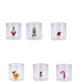 КОЛЕДНА СТЪКЛЕНА ЧАША С 3D ФИГУРА 360 МЛ АСОРТИ