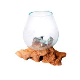 GLAS AND WOOD СТЪКЛЕНА ВАЗА  12/15 CM
