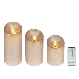 WAVING FLAME СЕТ 3 БР. LED КОЛЕДНИ СВЕЩИ С ДИСТАНЦИОННО