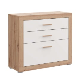 КОМОД КАРТЕНА С 3 ЧЕКМЕДЖЕТА 90/35/79 СМ БЯЛ/ ДЪБ АРТИСАН