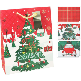 КОЛЕДНА ПОДАРЪЧНА ТОРБИЧКА 32/26/10 СМ АСОРТИ