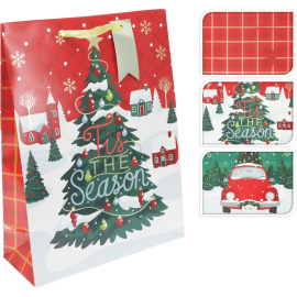 КОЛЕДНА ПОДАРЪЧНА ТОРБИЧКА 40/30/10 СМ АСОРТИ