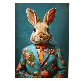 RABBIT КАРТИНА С РЪЧНО РИСУВАНИ ЕЛЕМЕНТИ 70/100 СМ