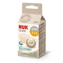 NUK FOR NATURE БИБЕРОН ЗАЛЪГАЛКИ СИЛ. 0-6 2БР. КРЕМ