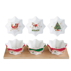 XMAS CHRISTMAS TALE СЕТ КУПИ 3БР С ПОДНОС 34x12СМ