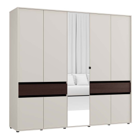 ПЕТКРИЛЕН ГАРДЕРОБ КОЛХИДА С ОГЛЕДАЛО И 2 ЧЕКМЕДЖЕТА 227.5/54.5/210.5 СМ КАШМИР И ТЪМЕН ДЪРВЕСЕН