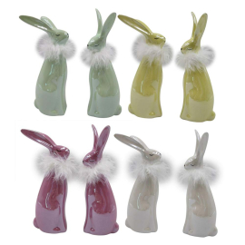 MODERN EASTER ДЕКО ЗАЙЧЕ С ПУХКАВА ЯКА 7.5/7/19.5 СМ АСОРТИ