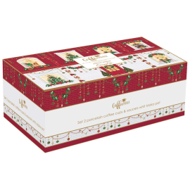 XMAS FESTIVE AVENUE СЕТ ЧАШИ ЗА КАФЕ С ЧИНИЙКА 100МЛ И КАФЕВАРКА 5 ЧАСТИ