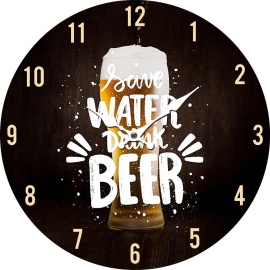 SAVE WATER DRING BEER СТЕНЕН ЧАСОВНИК С БЕЗШУМЕН МЕХАНИЗЪМ 34 СМ