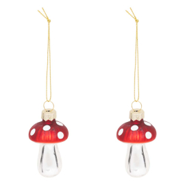 MUSHROOM СЕТ 2 БР. КОЛЕДНИ ИГРАЧКИ ЗА ЕЛХА ГЪБКИ 6 СМ