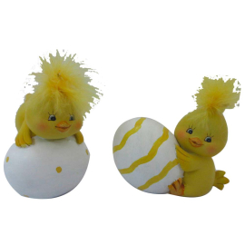 LUCKY RABBIT ДЕКО ПИЛЕНЦЕ С ЯЙЦЕ 7/5.5/8 СМ АСОРТИ