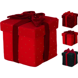 GIFTBOX VELVET КОЛЕДНА ДЕКОРАЦИЯ ПОДАРЪК 14 СМ АСОРТИ