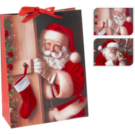 SANTA VELVET КОЛЕДНА ПОДАРЪЧНА ТОРБИЧКА 18/8/24 СМ АСОРТИ