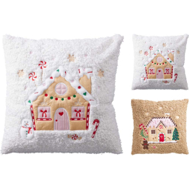 XMAS TEDDY ДЕКОРАТИВНА ВЪЗГЛАВНИЦА 45/45СМ  АСОРТИ