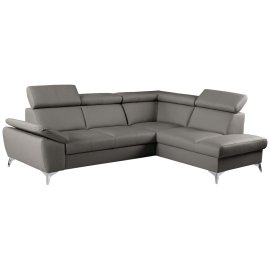 ЧЕРНА ЪГЛОВА ГАРНИТУРА МИО В ЕСТЕСТВЕНА КОЖА С ФУНКЦИЯ СЪН И ПОДГЛАВНИЦИ 252/197/82-95 СМ