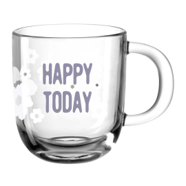 СТЪКЛЕНА ЧАША HAPPY TODAY 400 МЛ