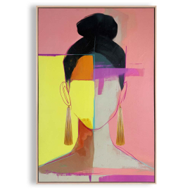 PINK YELLOW ABSTRACT КАРТИНА С РАМКА 78/118 СМ