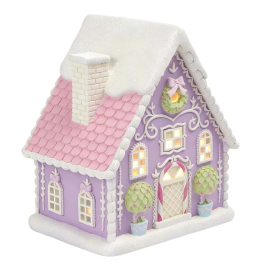 CANDYLAND СВЕТЕЩА КОЛЕДНА СТАТУЕТКА КЪЩА 17 СМ