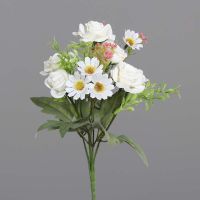 БУКЕТ С БЕЛИ РОЗИ 28 СМ - Декоративни цветя