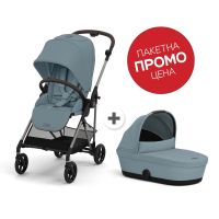 КОМПЛЕКТ MELIO STORMY BLUE БЕБЕШКА ЛЯТНА КОЛИЧКА + КОШ ЗА НОВОРОДЕНО - 