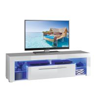 БЯЛ ТВ ШКАФ ГОЛ 1 С LED-ОСВЕТЛЕНИЕ 153/44/44 СМ - Spring deals Мебели
