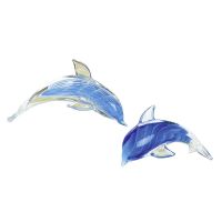 DOLPHIN ДЕЛФИН ДЕКО ФИГУРА СТЪКЛО СИН 8 СМ - Декорация