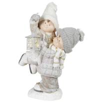 COOL VIBES СВЕТЕЩА КОЛЕДНА СТАТУЕТКА ДЕЦА С LED ФЕНЕР 35/21/54 СМ