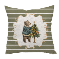 XMAS VINTAGE BEAR КОЛЕДНА ДЕКО ВЪЗГЛАВНИЦА С ЦИП 45/45СМ