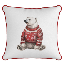 XMAS JOY BEAR TIME КОЛЕДНА ДЕКО ВЪЗГЛАВНИЦА С ЦИП 45/45СМ