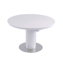 БЯЛА КРЪГЛА РАЗТЕГАТЕЛНА ТРАПЕЗНА МАСА БЕН 120/120/76 СМ